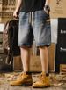 Summer Thin Stretch Men's Slim Fit Jeans Trendy Casual Mid Length Five Point Pants High Street Style For Youth_mkmklike.com