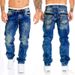 Cross Border Supply European And American New Fashion Jeans Casual Open Line Trousers Straight Men's Trousers Hip Hop Denim_mkmklike.com