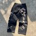 Men's And Women's Cross Border Foreign Trade Derschutze Street Style Jeans Retro Plum Blossom Embroidery Straight Leg Pants_mkmklike.com