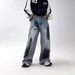 American Spray Paint Design Jeans Men's Straight Loose Cut Drape Dirty Pants Casual Ruffian Handsome Trousers_mkmklike.com