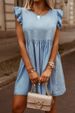 Women's Clothing Hot Sale New Ruffle Cuff Denim Dress_mkmklike.com