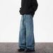 Vintage High-Waisted Distressed Jeans – Retro Wide Leg Denim Pants With Studded Details_mkmklike.com