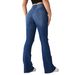 Spring 2025 High Waist Stretchy American Retro Denim Jeans Women's Micro Flared Long Pants Torn Hole Casual Female Attire_mkmklike.com