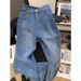 Retro Blue Washed Denim Jeans For Men Loose Straight Leg Casual Pants Trendy High Street Style Spring Autumn_mkmklike.com