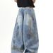 Men's Loose Wide Leg Trousers 2025 Summer American Retro Distressed Graffiti Design Curved Blade Jeans_mkmklike.com