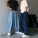 Men's Clothing Wide Leg Denim Pants Unisex Oversized Vintage Denim Pants - Baggy Loose Fit Streetwear Jeans With Relaxed Cuff (Light Blue & Dark Blue)_mkmklike.com