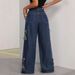 Women's Casual Versatile Jeans Loose Straight Leg Five Pointed Star Tassel Frayed Edge Denim European American Style_mkmklike.com