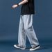 Men's Straight Leg Jeans Loose Fit Korean Style Wide Leg Floor Length Dad Pants Autumn Trendy Clothing_mkmklike.com