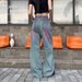 Women's Distressed High-Waisted Wide-Leg Jeans – Vintage Graffiti & Tie-Dye Streetwear Pants For Retro Aesthetic_mkmklike.com