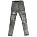 Men's Clothing New grey leather patchwork men's high street tight stretch high street pleated motorcycle jeans_mkmklike.com