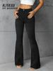 Women's Flared Jeans | High Waist Bootcut | Stretch Denim Pants | Vintage 70s Style | Autumn Fashion_mkmklike.com