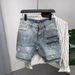 Retro Heavy Washed Distressed Work Shorts for Men Loose Straight Denim Summer Trendy Clothing_mkmklike.com