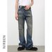 Men's Clothing High Street Retro Ripped Jeans Men's Trendy Brand Loose Straight Flared Slim Trousers_mkmklike.com