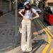 Wholesale White Low-waist Flared Jeans With Round Pocket Design For Women, Spring/summer Slim-fit Stretch Straight-leg_mkmklike.com