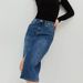 Women's Clothing Cotton Mid Length Denim Skirt With Slits_mkmklike.com