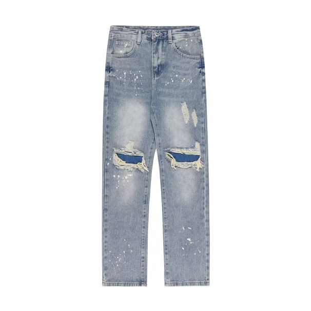 Men's Straight Slim Trousers Zipper Frayed Raw Edge Tassel Hip Hop Design Winter Jeans High Street Personality_mkmklike.com