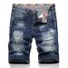 Men's Clothing New Style Ripped Patch Jeans Cuff Patch Denim Shorts_mkmklike.com