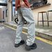 Fleece-Lined Relaxed Fit Jeans – Vintage Washed Straight-Leg Denim Pants With Hand-Painted Fading (Low Waist, No Stretch, Cold Weather Ready)_mkmklike.com