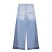 BSK&TRAF Women's Clothing 2025 Autumn New European And American Fashion Patchwork High-Waisted Wide-Leg Jeans 6164075_mkmklike.com