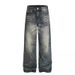 Unisex Vintage Washed Jeans – Distressed Cat Whisker & Curved Hem Design, Relaxed Wide-Leg Fit, 100% Cotton Denim Pants For Men & Women (S-3XL,)_mkmklike.com