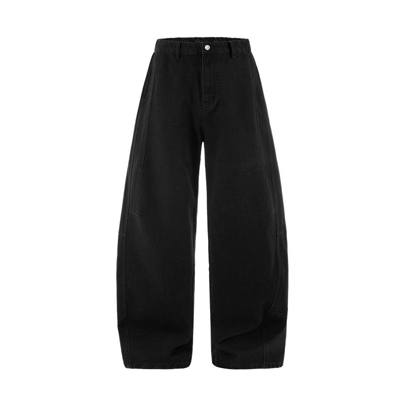Men's Cleanfit Black Jeans - Streetwear Relaxed Fit With 3D Tailoring & Unique Curve Design_mkmklike.com