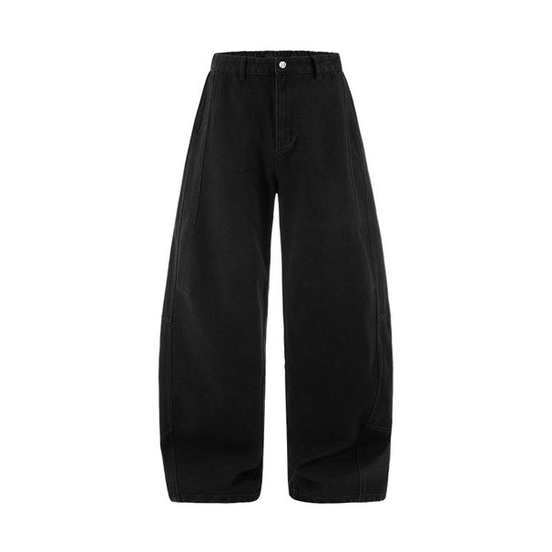 Men's Cleanfit Black Jeans - Streetwear Relaxed Fit With 3D Tailoring & Unique Curve Design_mkmklike.com