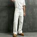 White Style Wide Leg Jeans For Men High Waisted Loose Fit Slimming Casual Summer Trousers Versatile Straight Leg Pants_mkmklike.com
