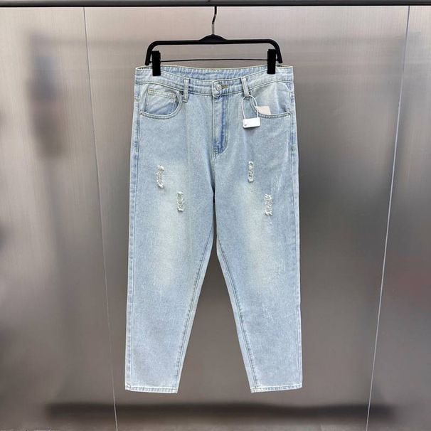 Men's Clothing Men's Slim Fit Stretch Denim Jeans With Distressed Wash - High Street Fashion Summer Casual Pants_mkmklike.com