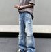Men's Vintage Washed Distressed Jeans High Street Baggy Denim Pants Relaxed Fit Frayed Hem Retro Blue 75% Cotton S-3XL_mkmklike.com