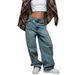Classic Washed Denim Jeans For Women – High-Quality Cotton Mid-Rise Relaxed Fit Pants – Vintage Blue Casual Trousers_mkmklike.com