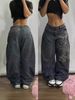 Cross-Border Manufacturer Direct Sale New Loose Denim Embroidery Casual Jeans Street Men's High Waist Hip-Hop_mkmklike.com