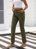 Military Green High-Waisted Wide Leg Straight Casual Cargo Jeans Stretch Denim Fashionable European American Style_mkmklike.com