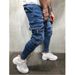 Men's Tapered Cargo Pants – Stretch Multi-Pocket Jeans For Streetwear (Black/Blue)_mkmklike.com
