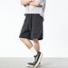 Men's Summer Trendy Denim Shorts American Style With Triangle Slits Color Blocking Embroidery Loose Casual Five-Point Pants_mkmklike.com