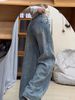 Women's Sparkly Rhinestone Embellished Denim Jeans Fleece Lined Slimming Wide Leg Plus Size Straight Leg Pants_mkmklike.com