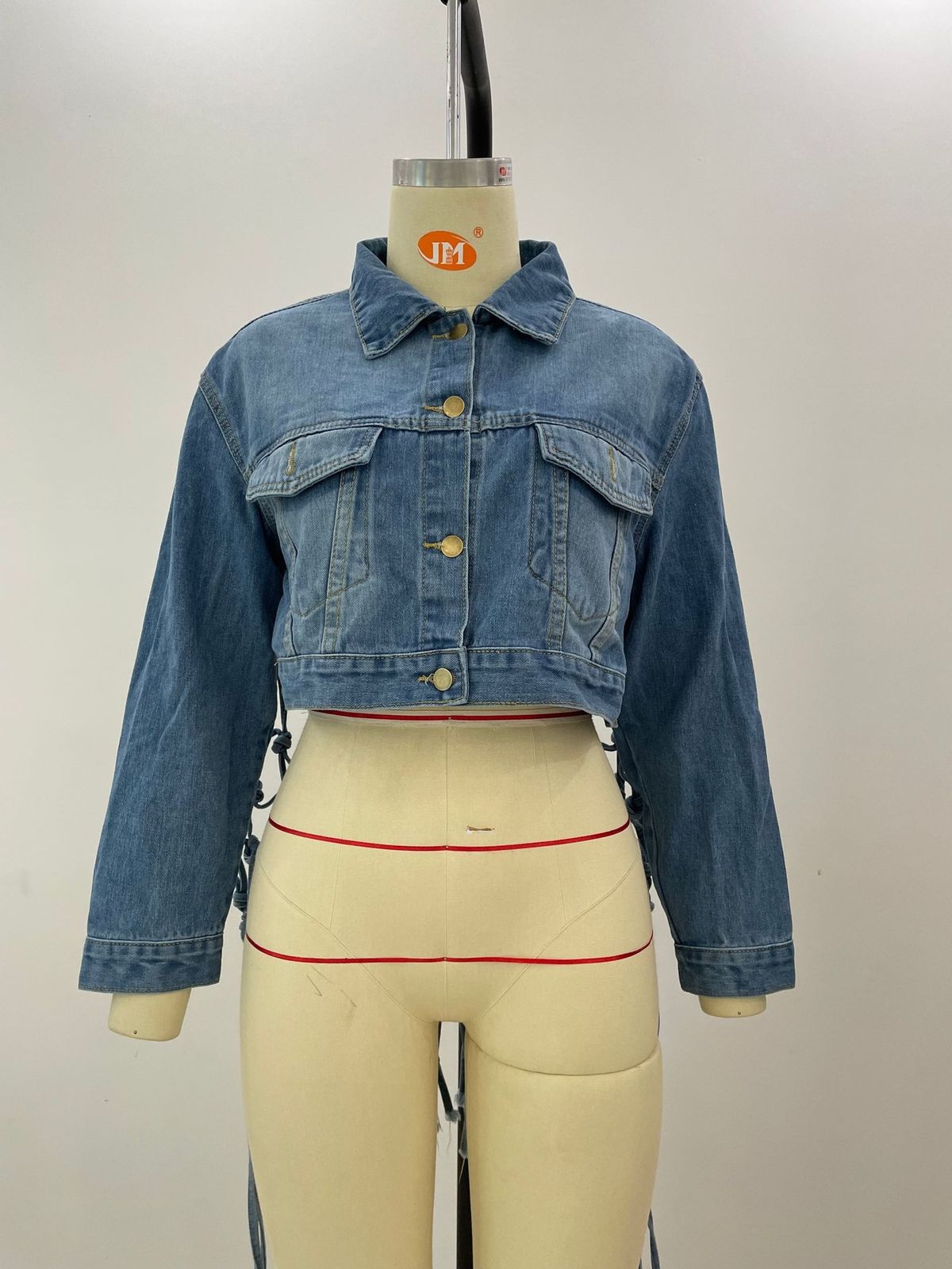 K New Women's Back Mesh Fringed Denim Jacket_mkmklike.com