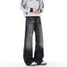 Men's Lightning Bolt Jeans – Distressed Denim Pants With Vintage Wash, Straight To Slight Flare Fit, Retro High Street Fashion Trousers_mkmklike.com
