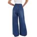 Women's High Waist Flared Jeans - Wide Leg Bootcut Denim Pants With Vintage Wash, Deep Blue_mkmklike.com
