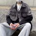 Loom Turn-down Collar Jacket For Men, Autumn Loose Gradient Workwear, Brand, European And American Street Style, Streetwear_mkmklike.com