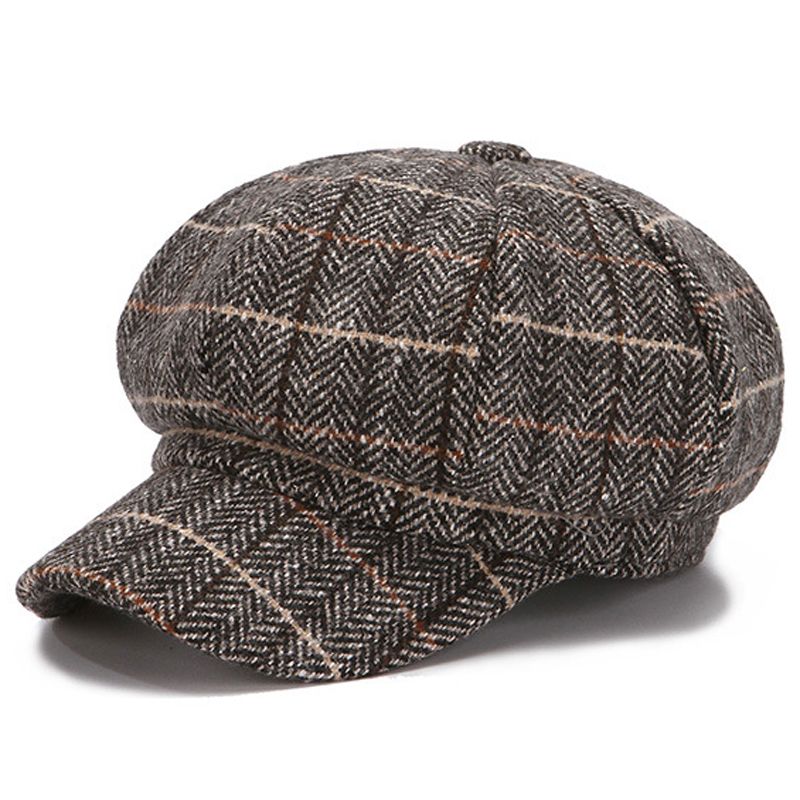 Hot Sale Autumn Hats for Solid Plain Octagonal Newsboy Cap Men Ladies Casual Wool Hat Winter Beret Women Painter Caps_mkmklike.com
