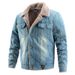 Men's Winter Fleece-Lined Denim Jacket – Korean Streetwear Washed Cotton Coat (M-XXXL, Slim Fit, Distressed Look, Unisex Outerwear)_mkmklike.com