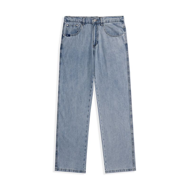 Streetwear Drop-Crotch Relaxed Fit Jeans For Men – Lightweight Washed Denim (60% Cotton + 40% Lyocell, High-Street Drape, Multi-Pocket Design)_mkmklike.com