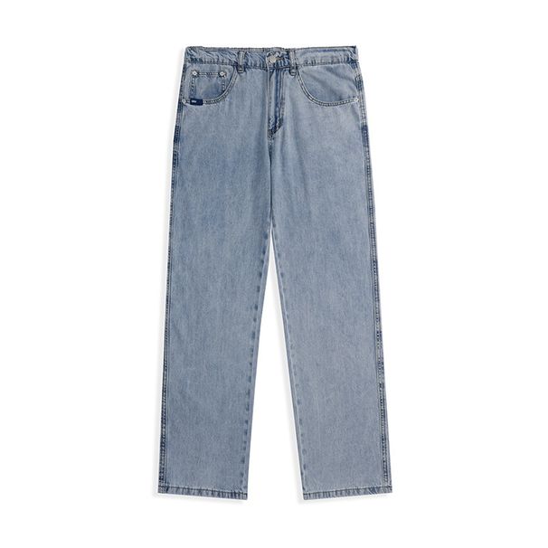 Streetwear Drop-Crotch Relaxed Fit Jeans For Men – Lightweight Washed Denim (60% Cotton + 40% Lyocell, High-Street Drape, Multi-Pocket Design)_mkmklike.com
