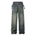 Men's Clothing Fashion Brand Personality Retro Street Men And Women All Match High Street Nostalgic Washed Drape Wave Casual Short Length Jeans_mkmklike.com