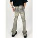 Men's Clothing Distressed Cleanfit Vintage Men's Distressed Clean Fit Jeans – Vintage Muddy Yellow Straight-Leg Denim Pants (S-3XL)_mkmklike.com