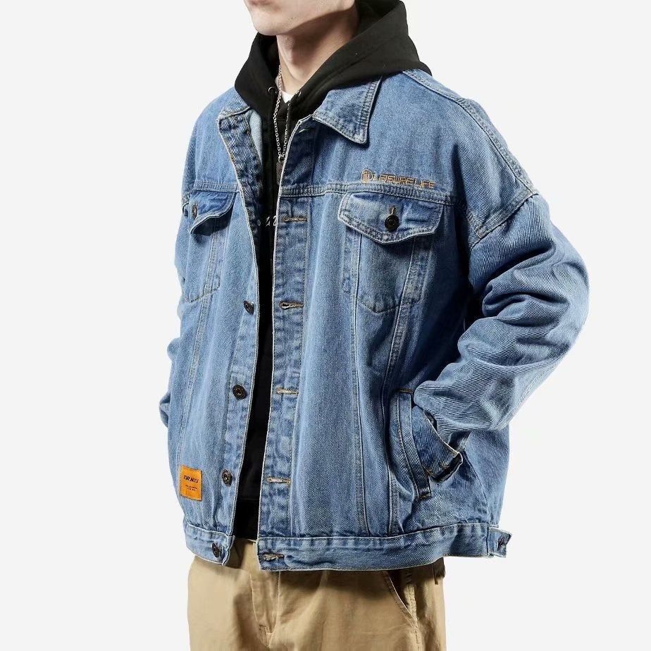 Men's Clothing Denim Trendy Style Fashion Street Style Handsome Loose Denim Jacket Clothes_mkmklike.com