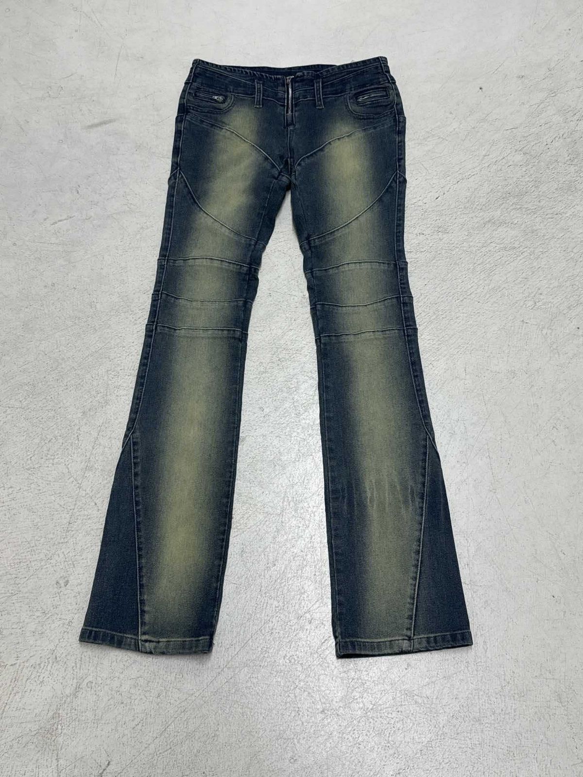 Women's Retro Distressed Patchwork Denim Jeans High Street Style Slim Fit Straight Leg Low Rise Trousers for Autumn_mkmklike.com