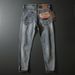 Luxury Trendy Retro European Style Men's Straight Leg Slim Fit Stretch Casual Pants High End Light_mkmklike.com