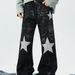 Retro Star Embroidered Jeans – Black High-Street Flared Denim Pants With Rhinestone Accents (S-3XL)_mkmklike.com