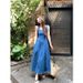 Blue Mist Love French Cowboy Dress For Women's Summer, With A Niche Design Sense, Waist Cinching Temperament, Suspender_mkmklike.com